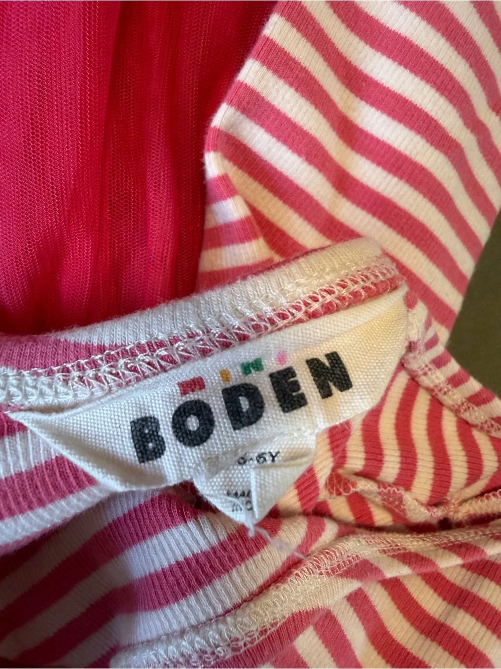 Mini Boden Pink Striped Tulle Dress 5-6 Y